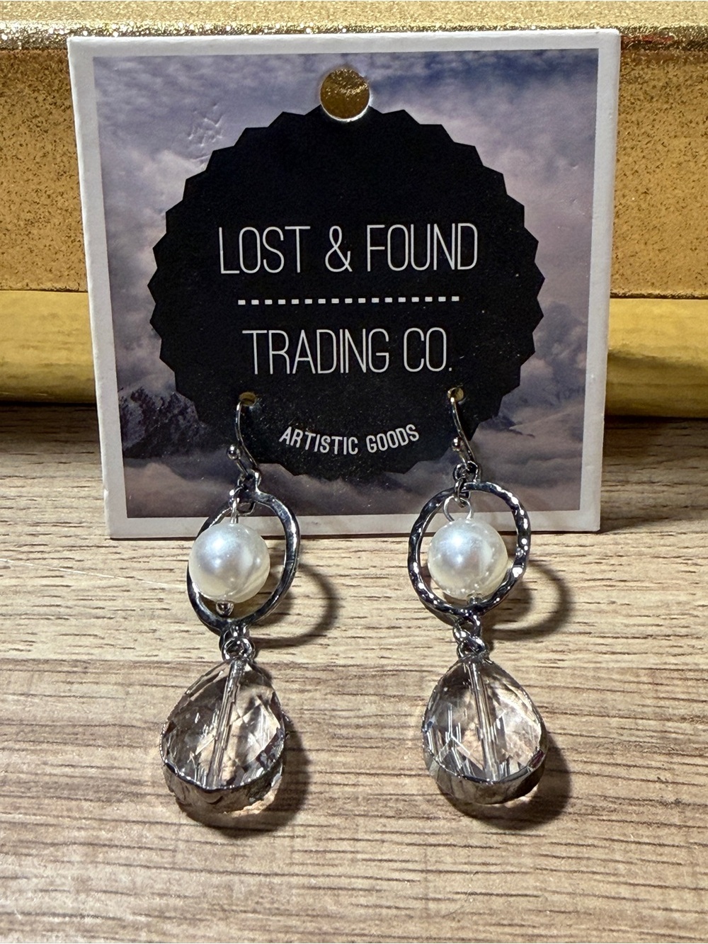 White Pearl and Crystal Drop Earrings
